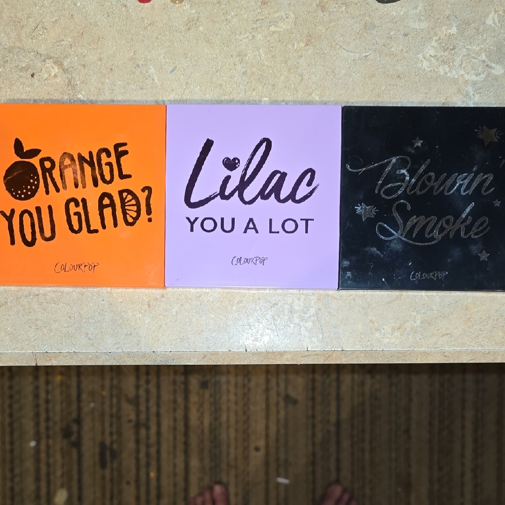 ColourPop Trio: Orange, Lilac, and Black Palettes